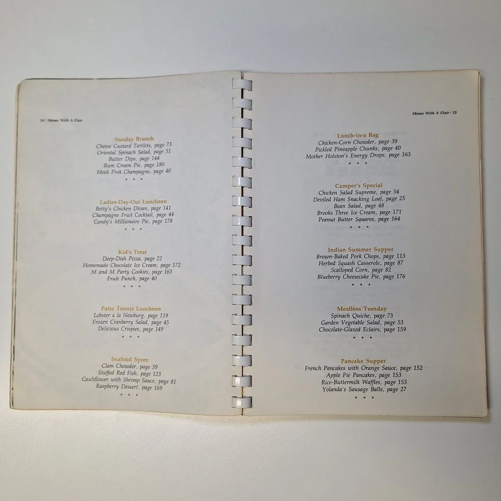 Beta Sigma Phi‎ The Dining Room Cookbook Breakfast Brunch Lunch Dinner Menus 70s